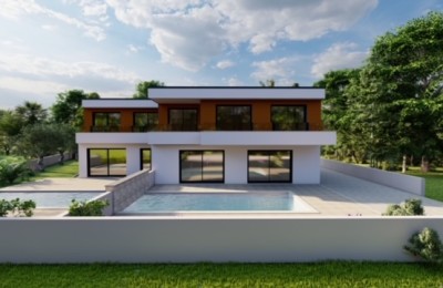 Family house in a row with pool, Buje, Istria