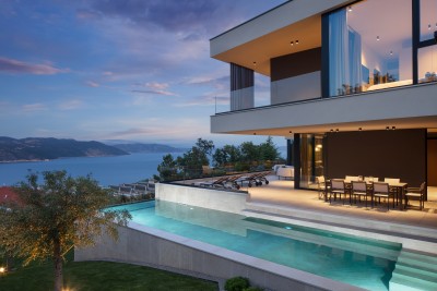 Villa mit wunderschönem Blick auf das Meer und die Insel Cres, Plomin, Istrien